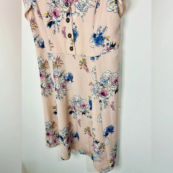 Xhiliration Floral Boho Mini Dress - Romantic Summer Essential Button Front - Picture 4 of 16